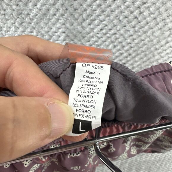 Maaji Shorts Women L Purple Abstract Running Shorts Build In Briefs Side Pockets - Picture 10 of 14